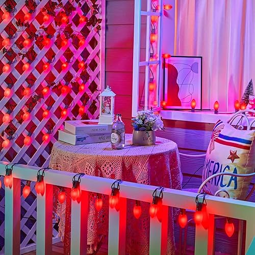 Miniatura 4 de Brightown Paquete de 25 bombillas incandescentes C9, bombillas rojas C9 de repuesto para cadena de luces de Navidad, base intermedia E17, 7 W