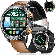 ESFOE GPS Smartwatch Men’s Military with Phone Function, LED Torch, 1.43 Inch HD AMOLED Fitness Watch with Compass/Baromet…