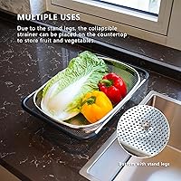 Vista 6 de REDANT Over the Sink Metal Strainer and Colander for Kitchen - Large Food Strainers and Colanders with Rubber Grip - Sieve Fine Mesh Stainless Steel