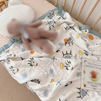 Amazon.co.jp: パンダ柄 ガーゼケット 4重ガーゼ リバーシブル