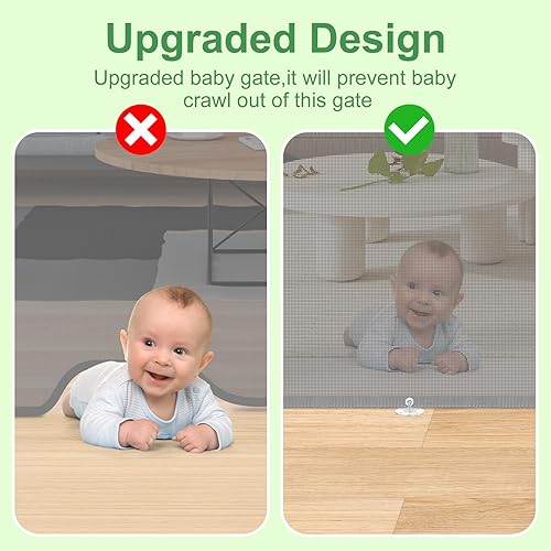 Miniatura 8 de Puerta retráctil para bebé, puerta de seguridad extra ancha para niños o mascotas, 33 pulgadas de alto, se extiende hasta 71 pulgadas de ancho,