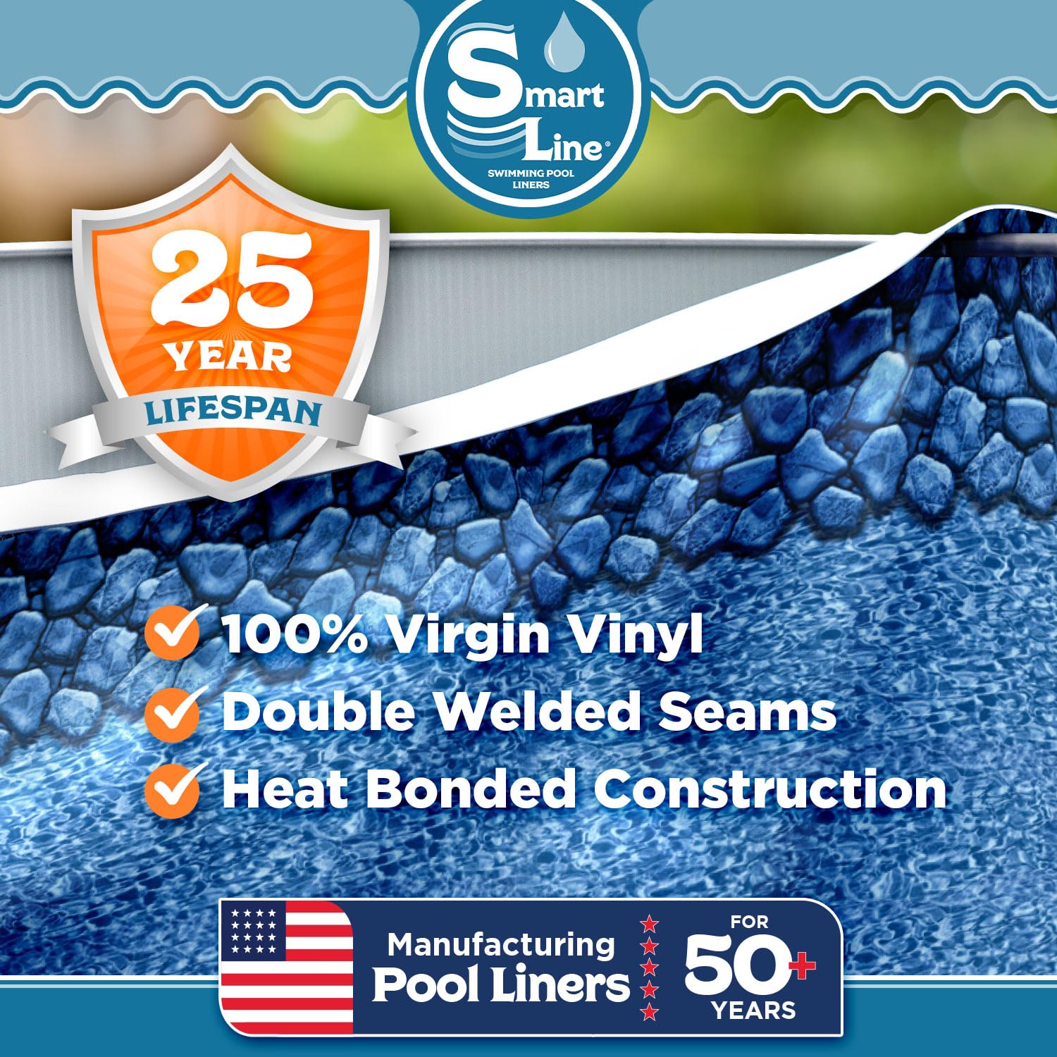 Smartline Revestimiento redondo para piscina de 8 pies | Boulder Swirl