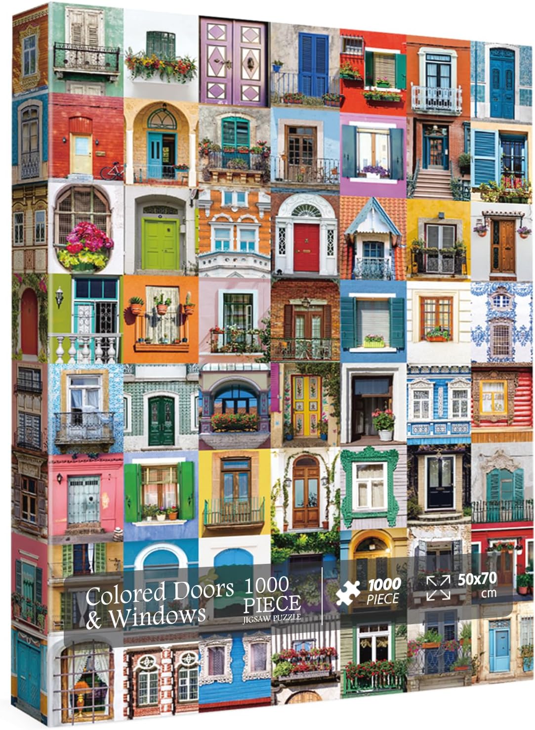 BBOLDIN Colorful Doors and Window Jigsaw Puzzles for Adults 1000 Pieces, Vintage Jigsaw Puzzle, Funny Art Puzzles for Adults as Family Game Home Decor