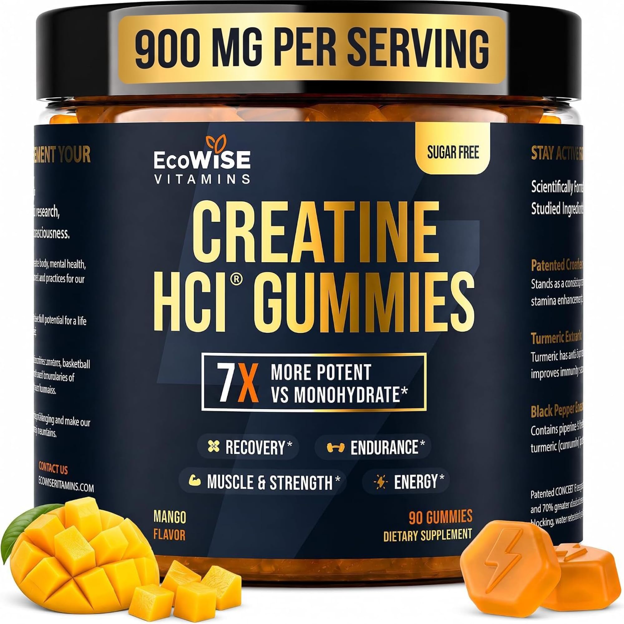 Creatine HCl Gummies with Turmeric & Black Pepper Extract, Sugar Free, Vegan Daily Creatine Gummies for Active Lifestyles, Strawberry Flavor, 90 Gummies — Amazon image 9