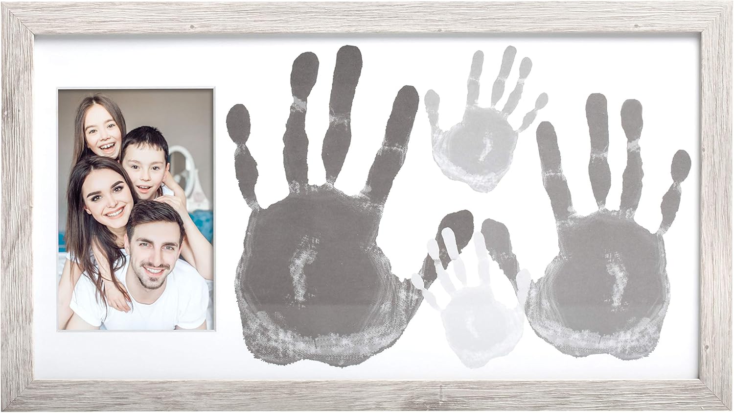 Kate & Milo DIY Family Handprint Frame Kit, Fathers Day Gift, Family Photo Keepsake Craft Frame with Paint, Rustic Farmhouse Home Décor