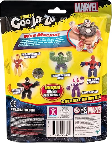 Miniatura 7 de Heroes of Goo Jit Zu Marvel War Machine Hero Pack  Figuras de Marvel rellenas de cuentas súper Scrunchy de 4.5 pulgadas de alto (41494)