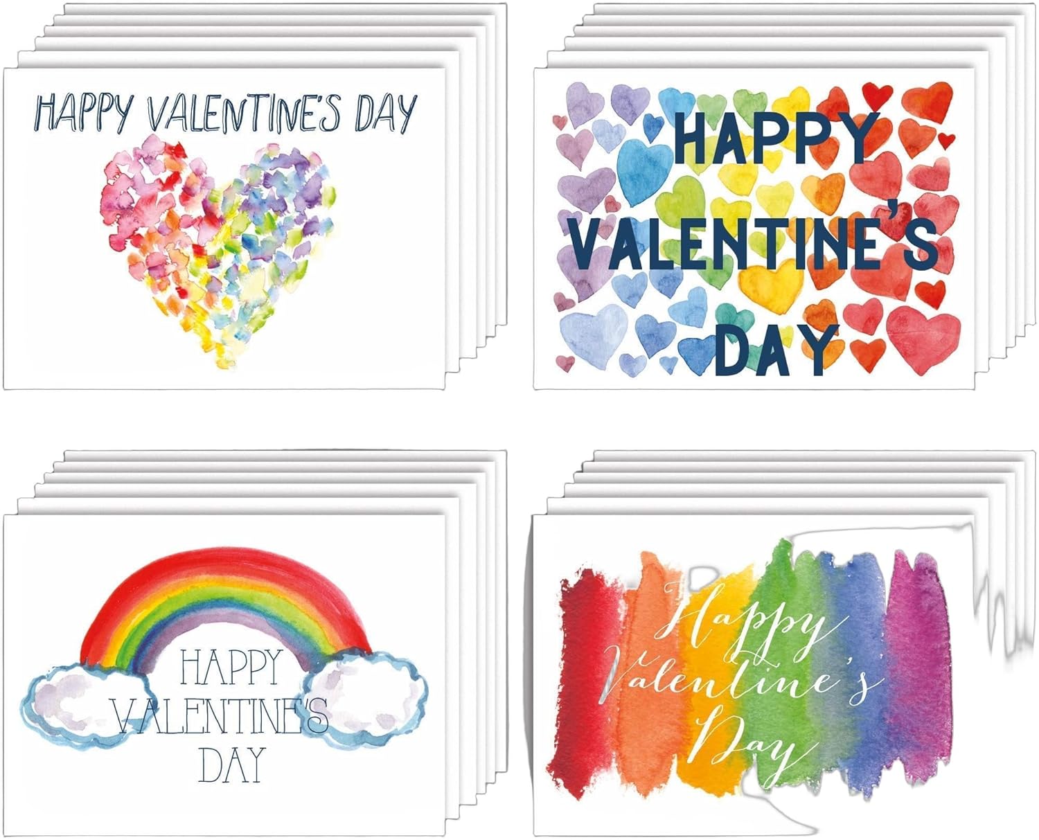 LGBT Greeting Cards Boxed Set - 24 Blank LGBTQ Pride w/White Envelopes - Rainbow Designs - Stationery Printed in the USA by RitzyRose (Valentines Pride)
