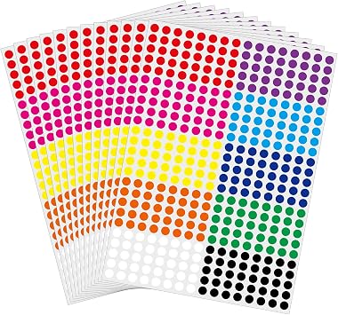 10000 Pcs 1/4" Small Colored Dot Stickers Tiny Round Labels, 10 Colors Circle Stickers for Office Classroom