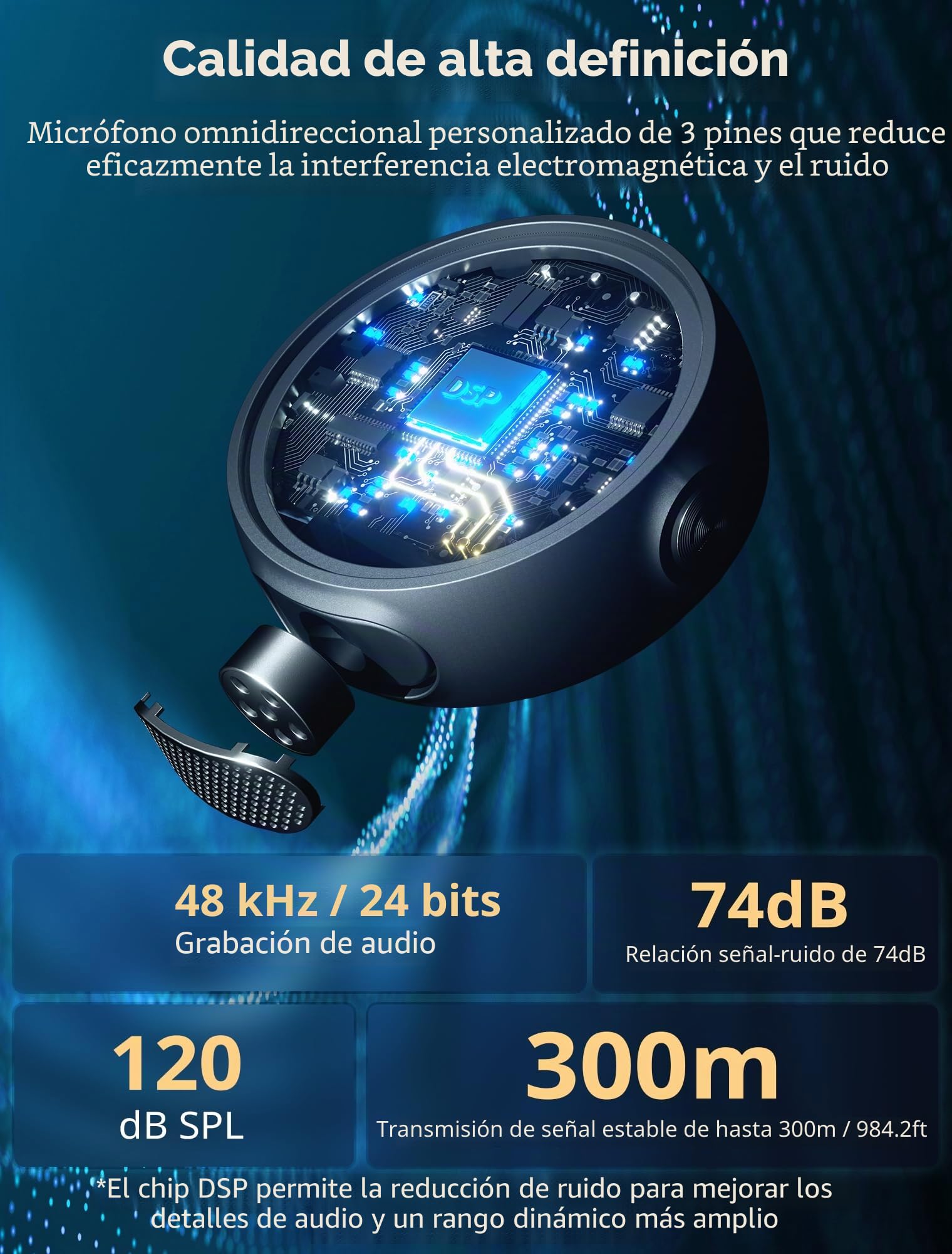 SMALLRIG S60 Micrófono de Solapa Inalámbrico Con USB C para iPhone y Android - Mini Con Batería de 44 Horas, Reducción de Ruido, Silencio, Ganancia y Clip - 4934