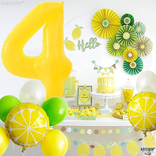 Miniatura 6 de KatchOn, Globos amarillos del número 4, gigantes, 40 pulgadas, globos de números 4, aniversario de 4 años, globos de 4 años, decoraciones de