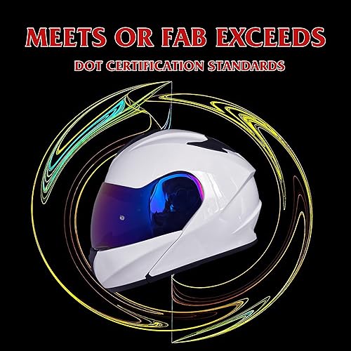 Miniatura 7 de KRN Casco de motocicleta para adultos, casco modular abatible aprobado por DOT, casco de carreras callejeras con visera de color y pasamontañas,