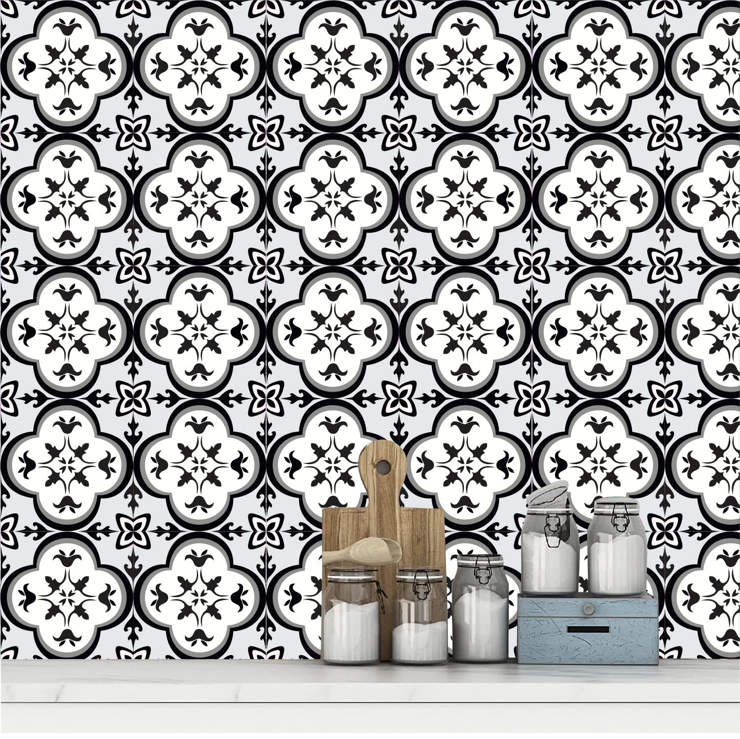ELTON Morrocon Spanish Tile Decals for Table Wall Stairs Bathroom & Kitchen Self Adhesive Easy to Apply (6x6 inch 36 pic, styel b)