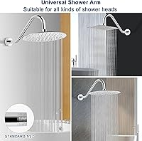 Vista 6 de NearMoon Brazo de extensión de ducha en forma de J, extensor de altura de cabezal de ducha de acero inoxidable con brida, diseño de tubo elevador