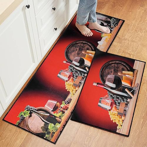 Miniatura 11 de Alfombras de Cocina, 2 Piezas Alfombrillas de Cocina Boho para Suelo Bohemias Suaves Cómodas Acolchadas Alfombra de Cocina, Lavable Antideslizante