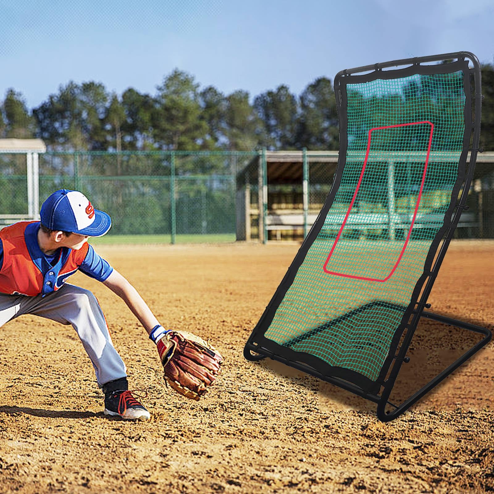 Red de rebote para béisbol, voleibol, lacrosse, para un solo jugador, pequeña red de rebote de béisbol, voleibol, sóftbol, mini red de práctica de rebote, entrenador de campo, red de rebote