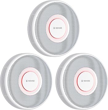 X-Sense Smart Smoke Alarm for Home with English Voice Alerts and 17 Locations, Wi-Fi Smoke Alarm Requires SBS50 Base Station, Wireless Interlinked Fire Alarm, XS0B-MR, 3-Pack