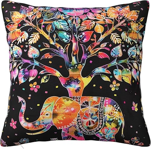 Fundas de almohada decorativas de árbol de elefante, fundas de almohada cuadradas de 18 x 18 pulgadas, para el hogar, sofá, dormitorio, sala de estar