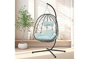 Outdoor Hanging Egg Chair with Stand - Sturdy Patio Swing Chair
