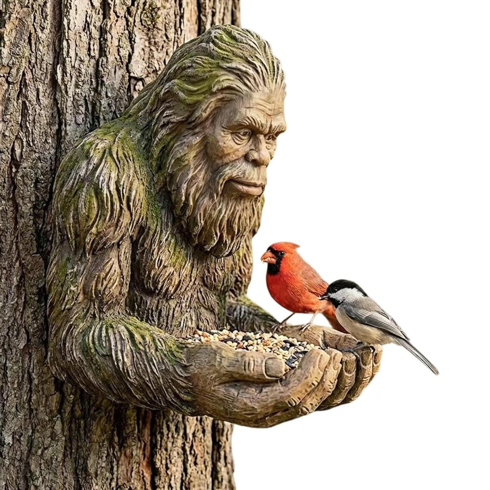 Bigfoots Bird Feeder, Bird Feeder, Whimsical Garden Statue Birds Feeders, Waterproof Hand Fed Forest Guardians Tree Hugger Sculpture, Outside Wild Birds Feeders For Outdoor Garden Backyard Patio Yard