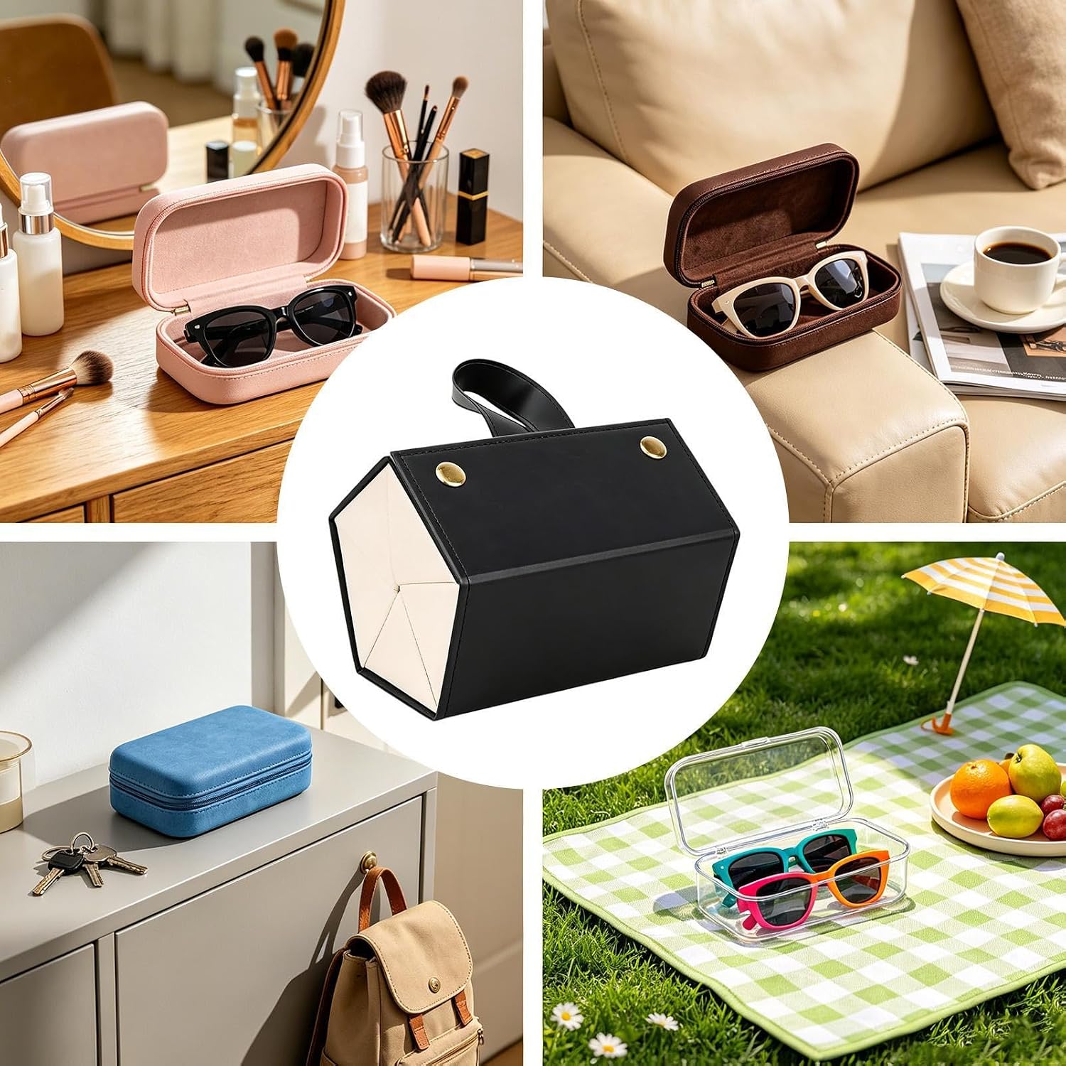 Travel Sunglasses Case 5 Slots Portable Foldable Eyewear Box image 4