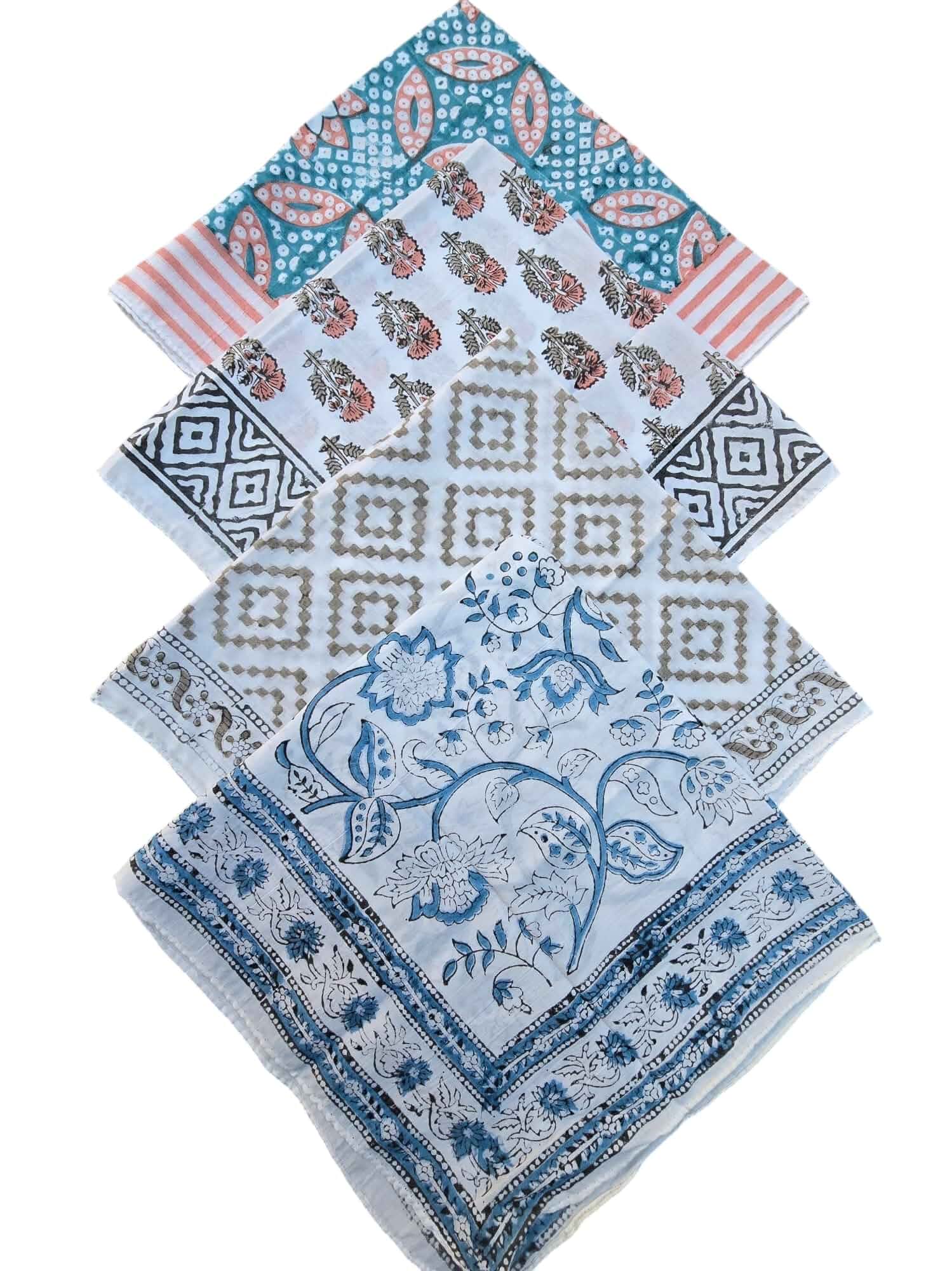 BLOCKYARTZ 21"x21" 100% Cotton Bandana for Women & Men Headband Hair Scarf, Kerchief, Multi-Purpose Christmas Gift (4 Pack)