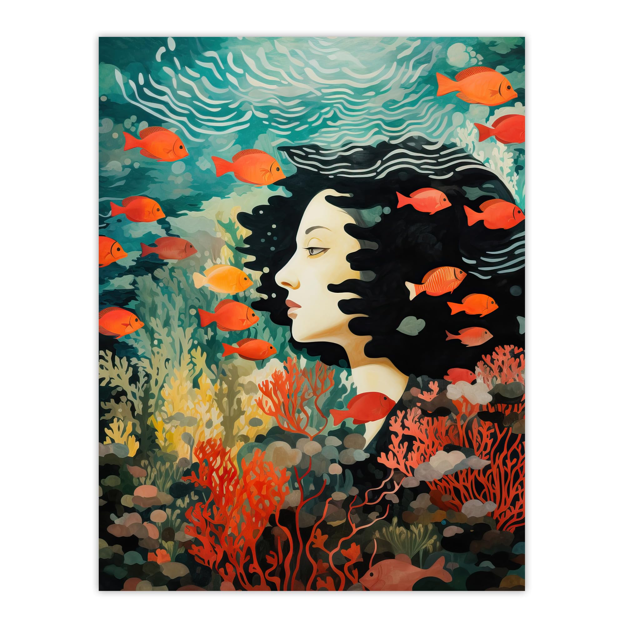 Wall Art Print - Sleeping With Fishes Underwater Dream - W24 x H32 inch