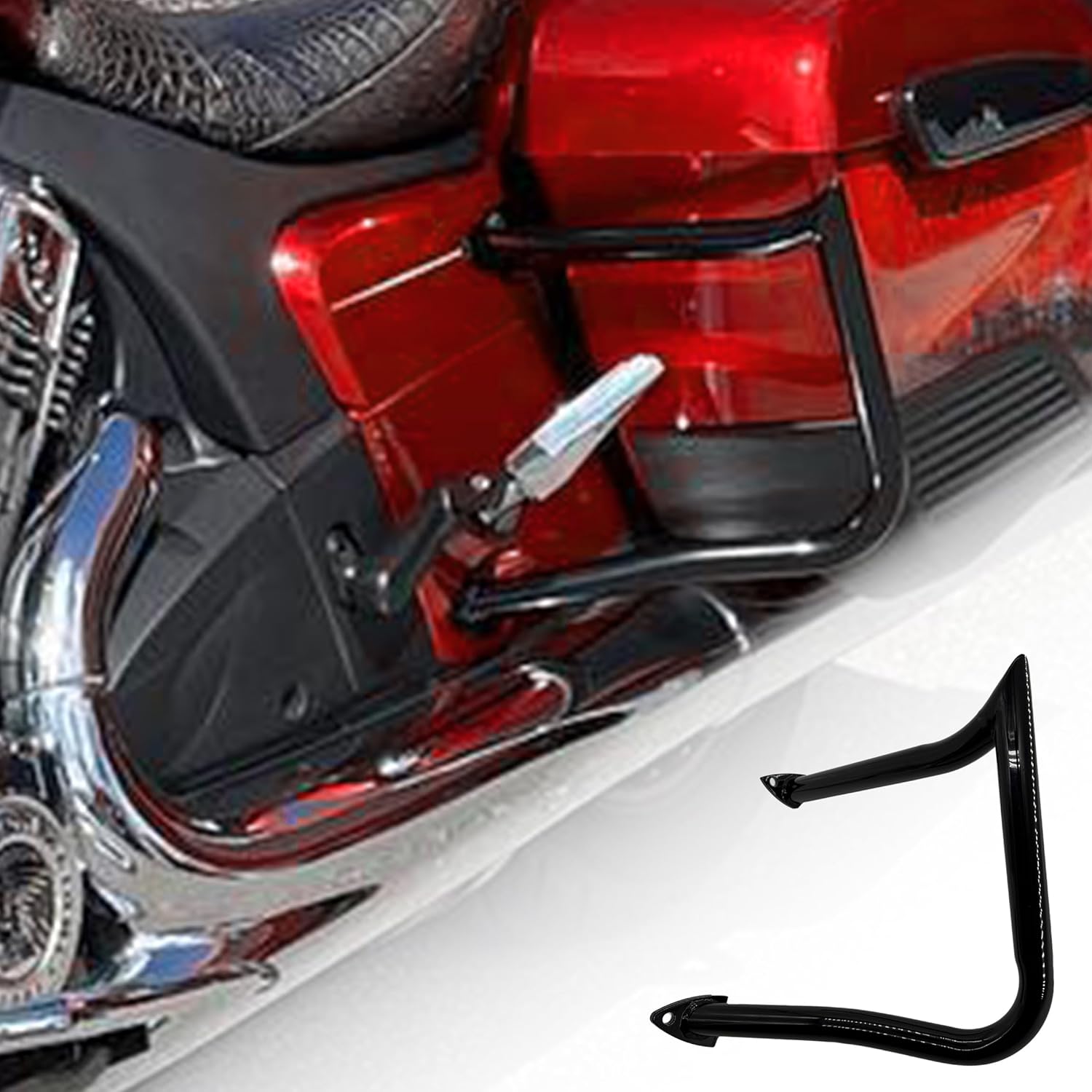 SpikeHook™ Rear Highway Bars for Indian Chief, Chieftain, Roadmaster (2014–2025) – Gloss Black Crash Guards – Saddlebag & Fender Protection – Custom Touring Bagger Look – No-Drill Install