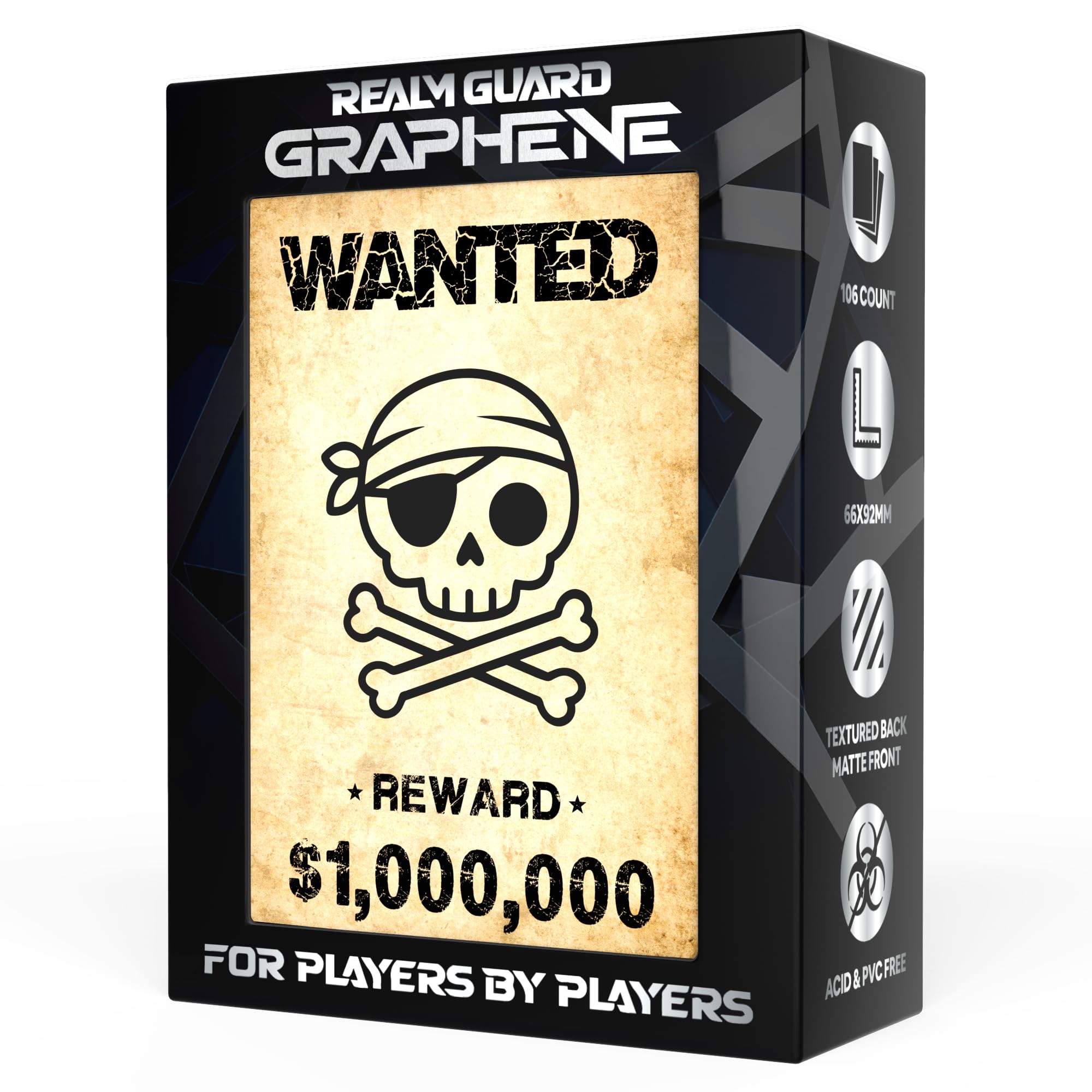 Realm Guard Graphene – 100ct Textured Matte TCG Card Art Sleeves (Wanted) (Graphene)