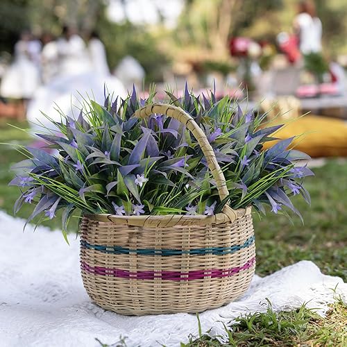 Miniatura 2 de 8 paquetes de plantas artificiales, arbustos para exteriores, resistentes a los rayos UV, flores falsas de hierba a granel de plástico sintético