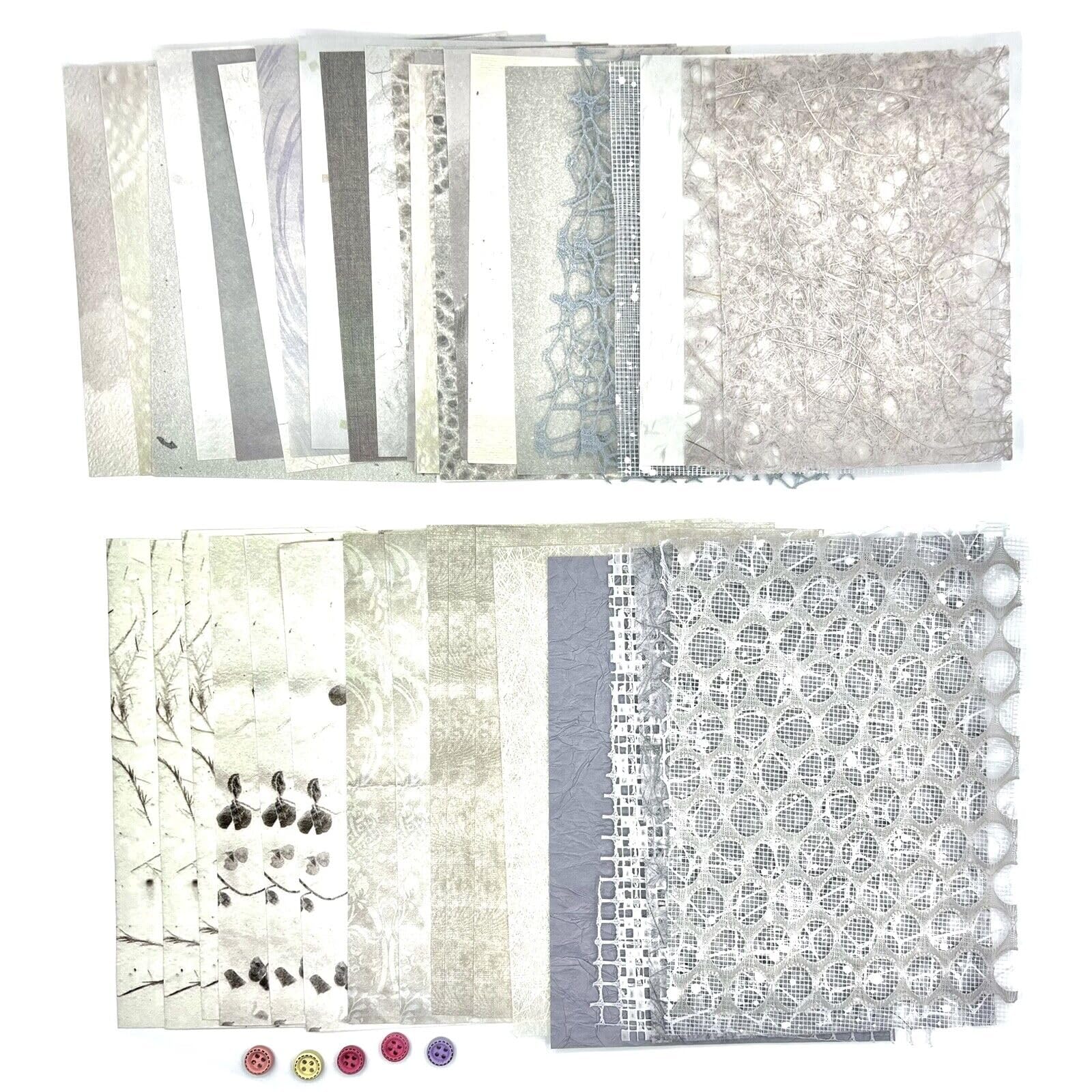 Textured Scrapbook Paper Mesh Fabric - Junk Journal Supplies Assorted Set 51 Sheets Mixed Scrapbooking Materials Boho Cardstock Aesthetic Decoupage