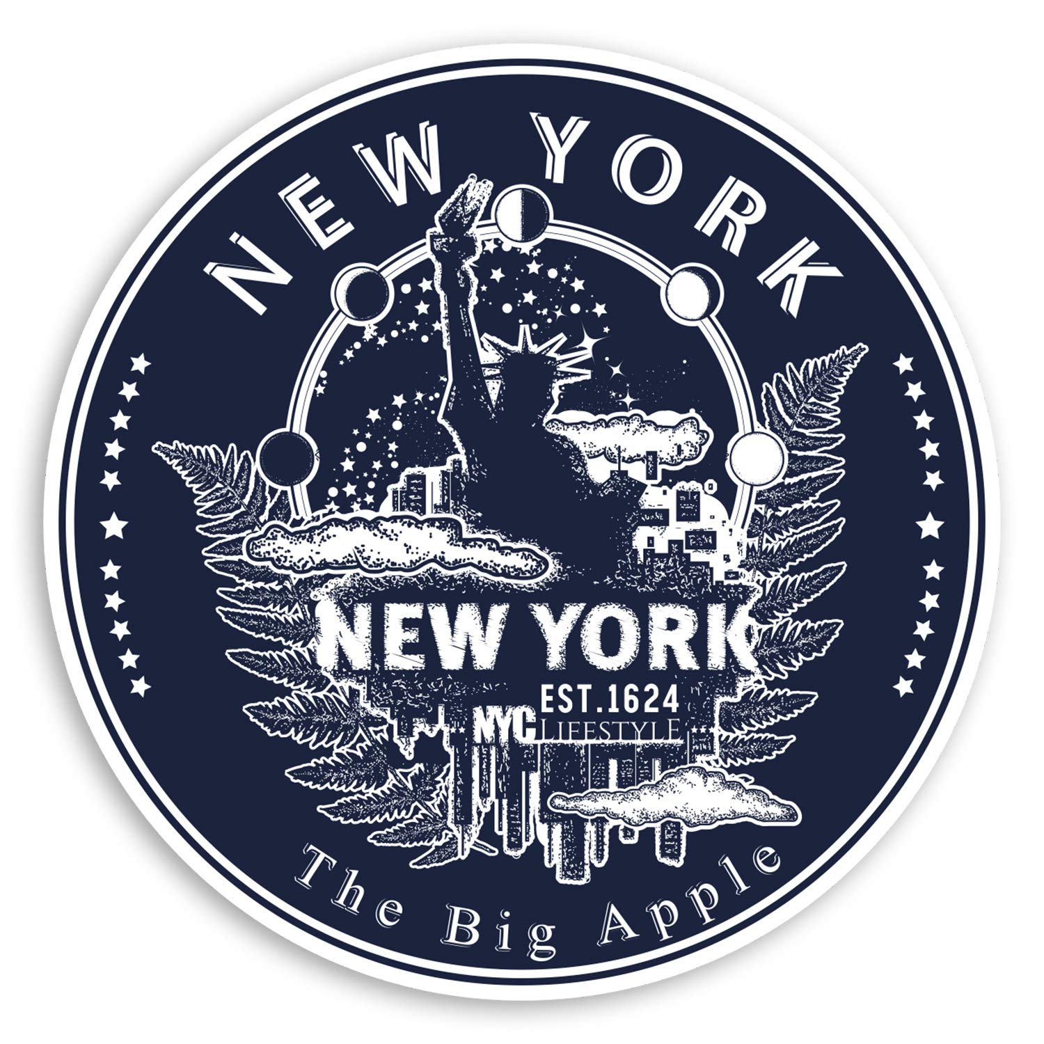 Destination Vinyl Ltd Multi 2 X 10Cm Blue New York City Vinyl Stickers - Nyc America Luggage Sticker #31578 (10Cm Wide)