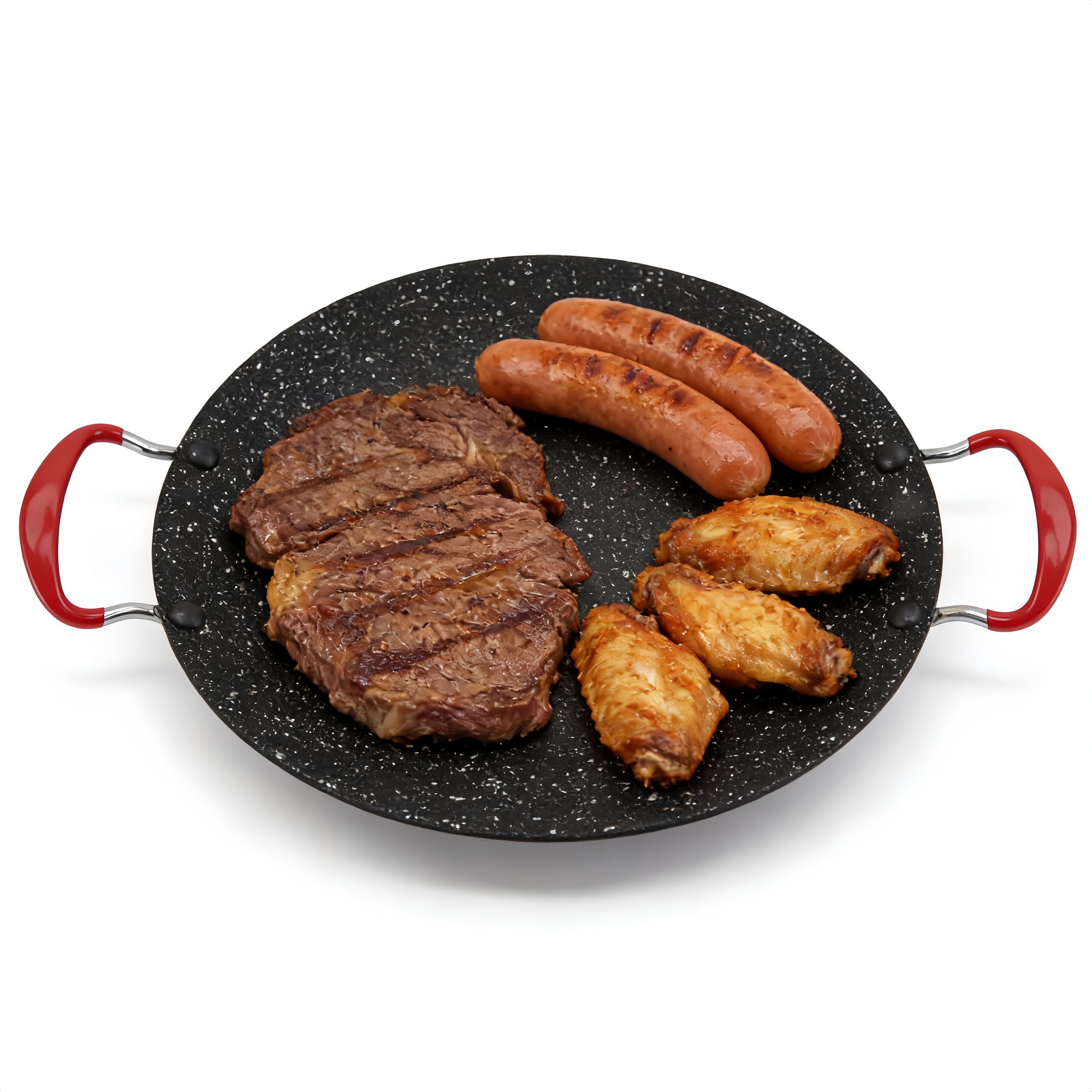 Griglia per barbecue coreana, padella per barbecue coreana, padella per barbecue coreana antiaderente con manico antiscottatura Piastra rotonda per barbecue per stufa a gas in ceramica(30cm)