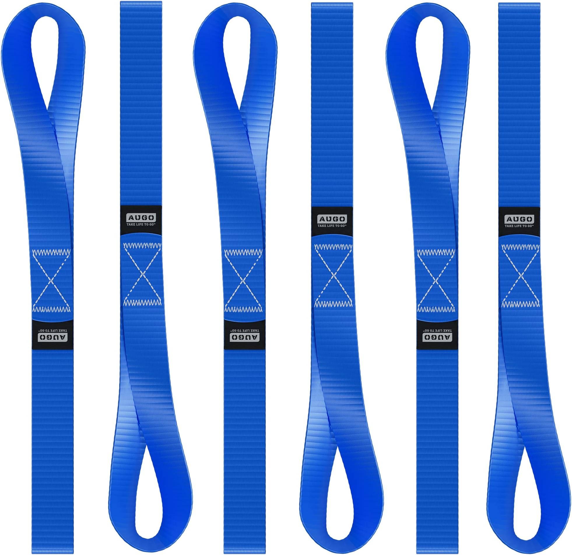 Soft Loop Tie Down Straps - 1,500 Load Capacity & 4,500 Lbs Breaking Strength - 6 Pack - Loops for Securing ATV, UTV, Motorcycles, Scooters, Dirt Bikes, Lawn & Garden Equipment - by AUGO