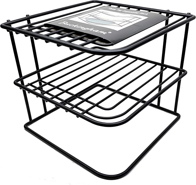 Buckingham 30162 Premium 3 Tier Corner Plate Kitchen Cupboard Organiser, Storage Rack, Steel, Black, 22.5 cm