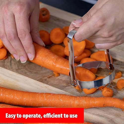 Miniatura 5 de MAXAM Juego de picador de alimentos de mano, 1 cortador de verduras de mano dentado y 1 afilado de acero inoxidable con mango para ensalada, frutas,