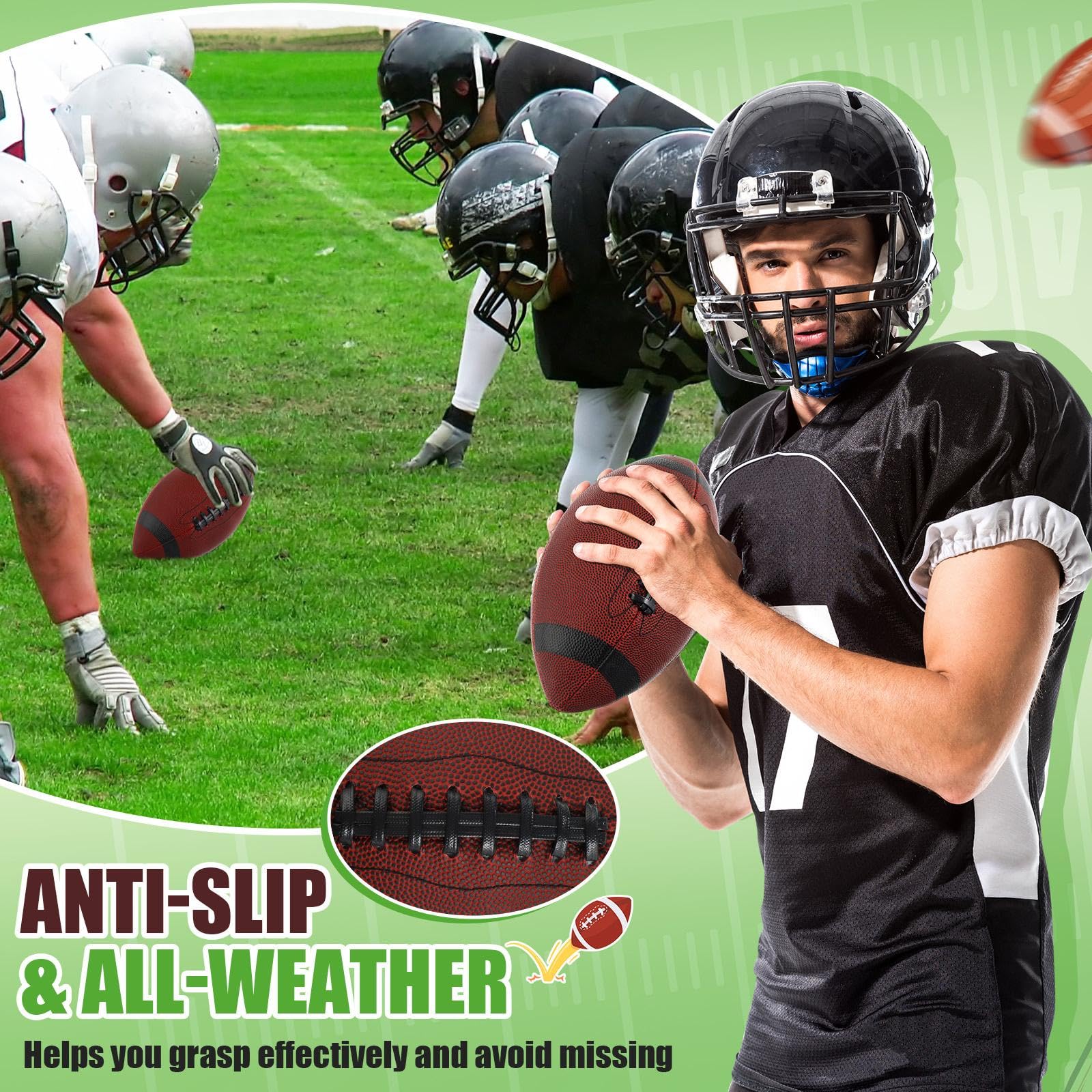 Jerify Fußballbälle aus Verbundleder, Größe 9, offizielle Größe, aufblasbarer Fußball mit Pumpe, für drinnen und draußen, Highschool, College für Training, Freizeit, Spielen, 12 Stück