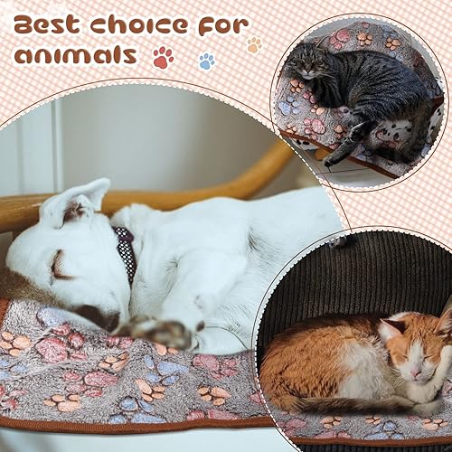 Miniatura 4 de 4 mantas para mascotas y cachorros, manta de forro polar con estampado de patas para mascotas pequeñas y medianas, perros y gatos, manta cálida y
