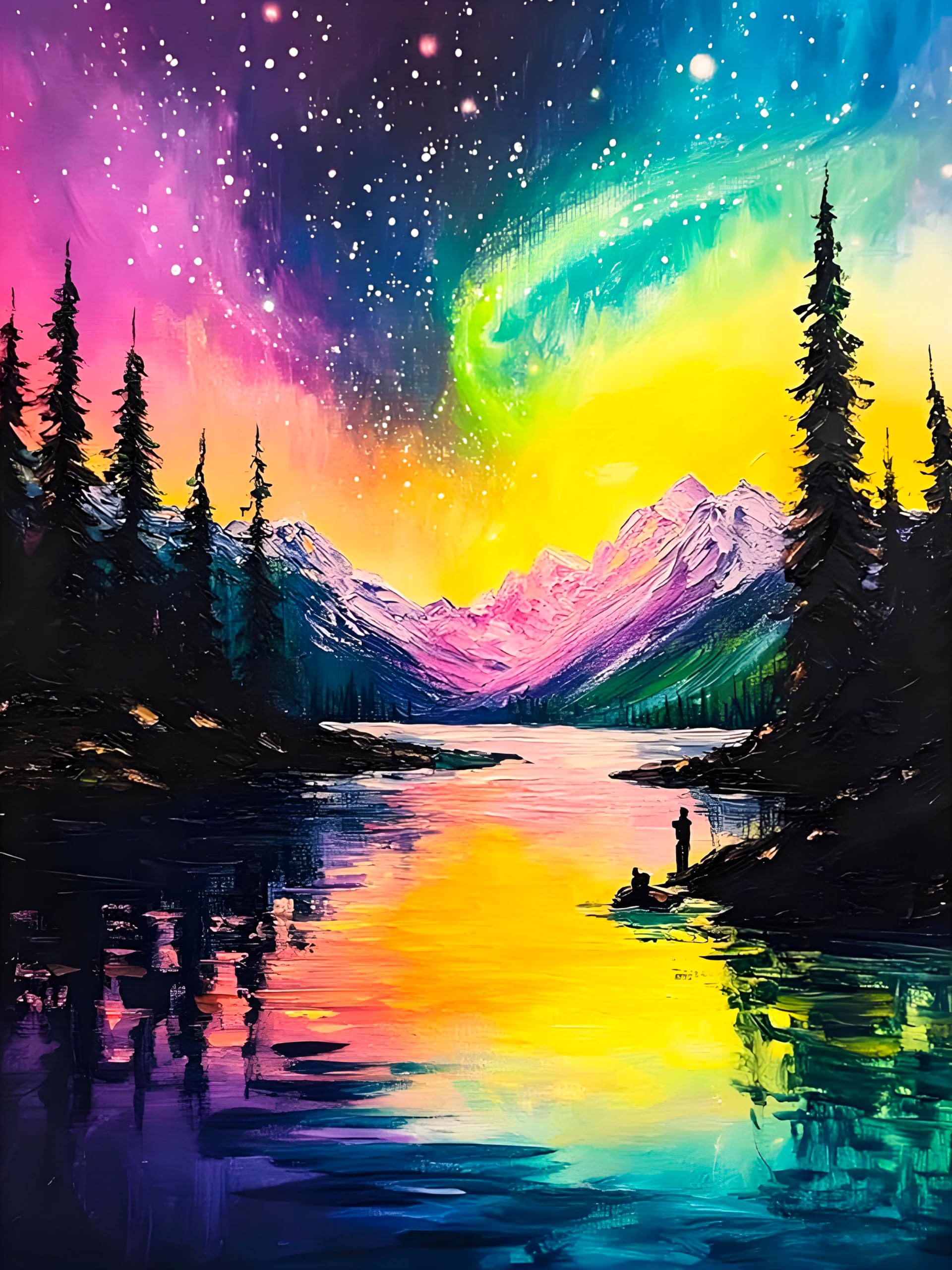 OkarinaArt Diamond Art Kits Adults Aurora Landscape, DIY 5D Diamond Painting Kit for Adults, Starry Night Full Round Drill Gem Art Dots Beginners, Perfect for Home Wall Decor 12X16 Inch