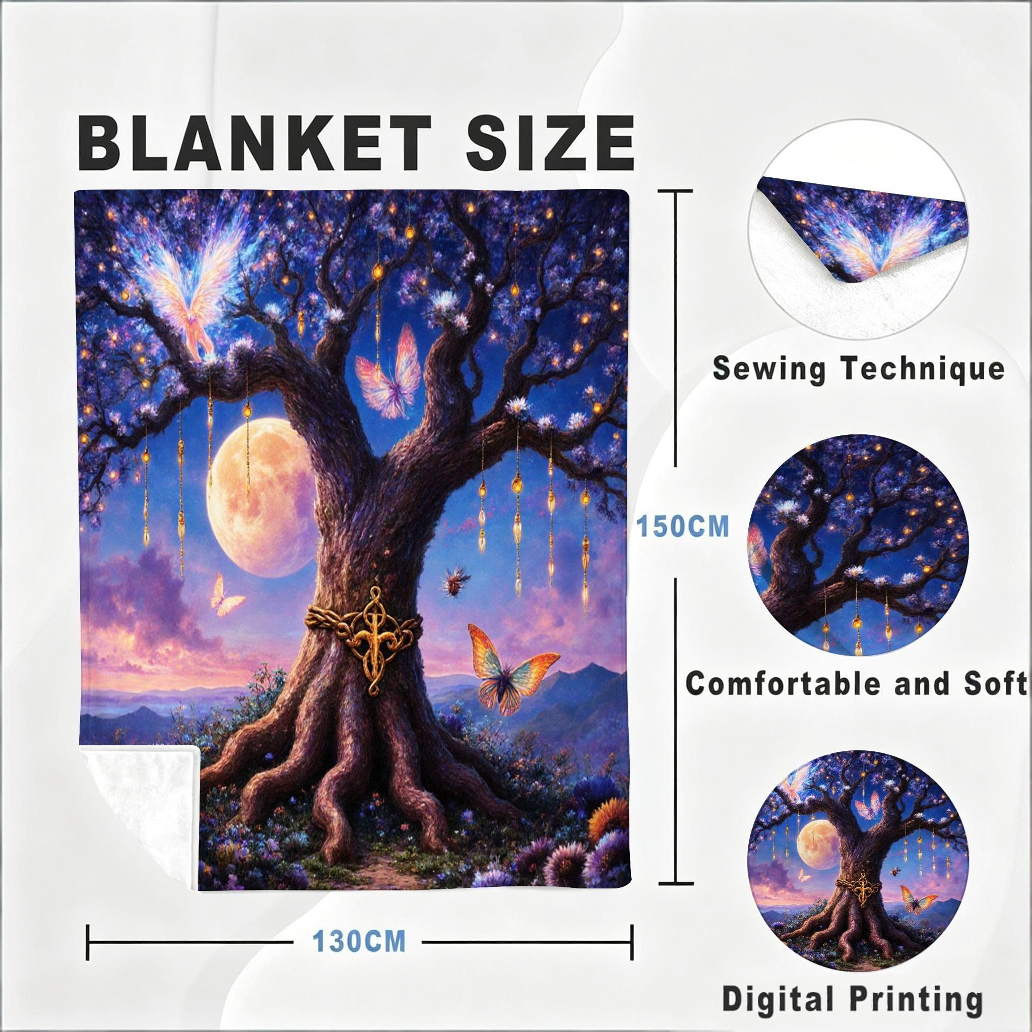 Manta Grande 180x220 cm Árbol Lunar Polar Franela Térmica-A120
