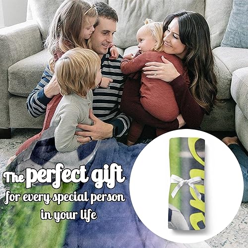 Miniatura 7 de Manta suave personalizada con diseño de pelota de bebé manta personalizada de diseño de fútbol para niños con nombre y número - Regalos de ropa de