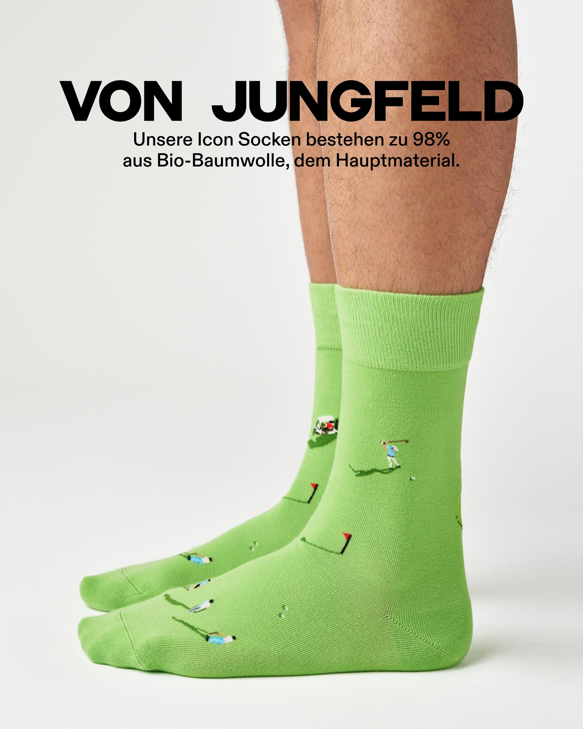 von Jungfeld Baumwollsocken Herren & Damen, bestickte Motivsocken aus Bio-Baumwolle mit Sport-Icons, buntes Socken-Geschenkset, Unisex