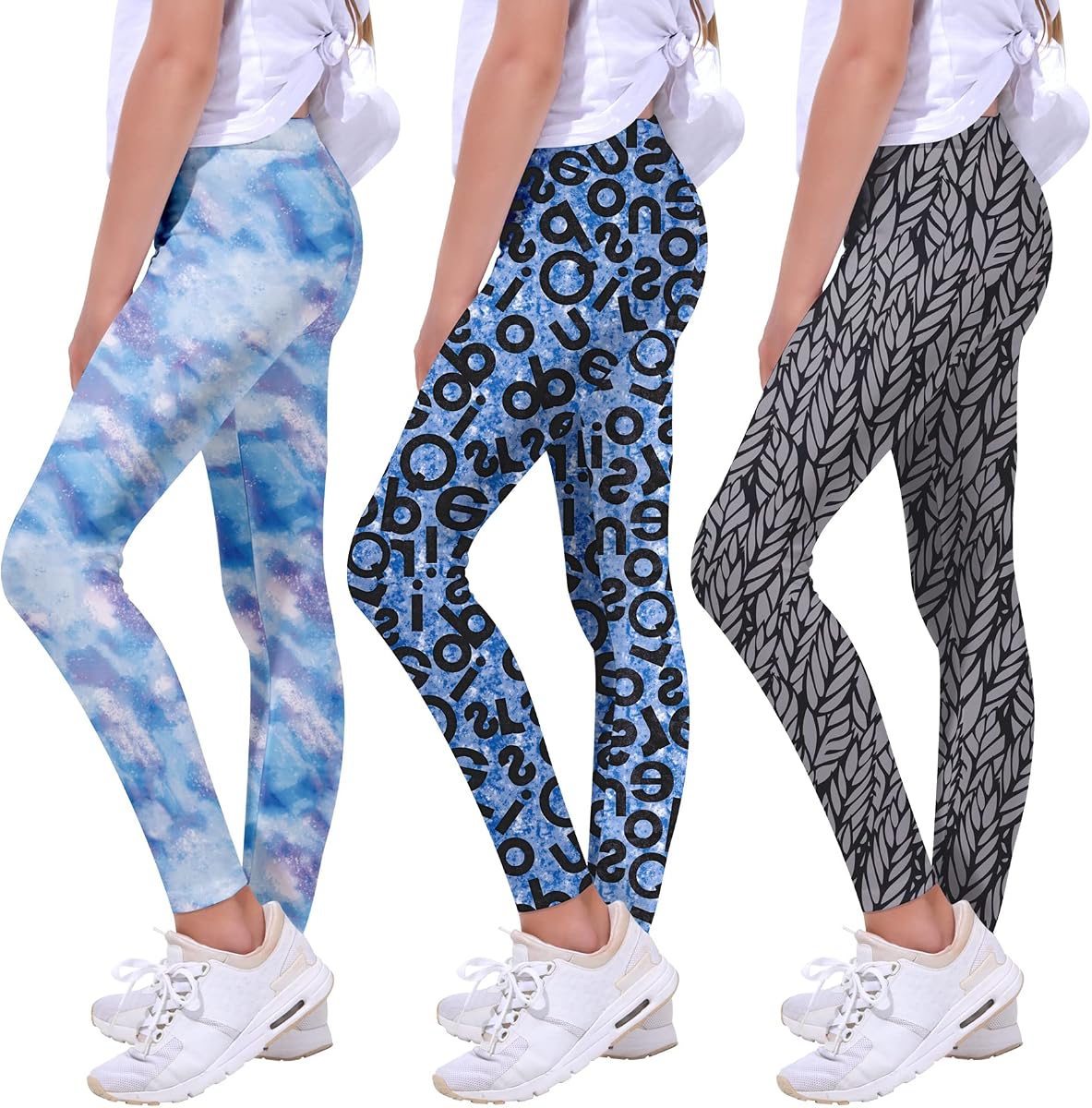 Quedoris Girls Printed Leggings Yoga Pants Multipack for Kids 3-13 Years | Vibrant Unicorn, Mermaid & Tie Dye Print, 4-way Stretch, Colorfast, Reinforced Stitching, Long-lasting Athletic & Playwear