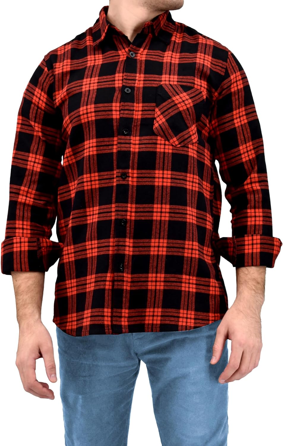 Andrew Scott Men's Button Down Regular Fit Long Sleeve Plaid Flannel Casual Shirts - Multi Packs