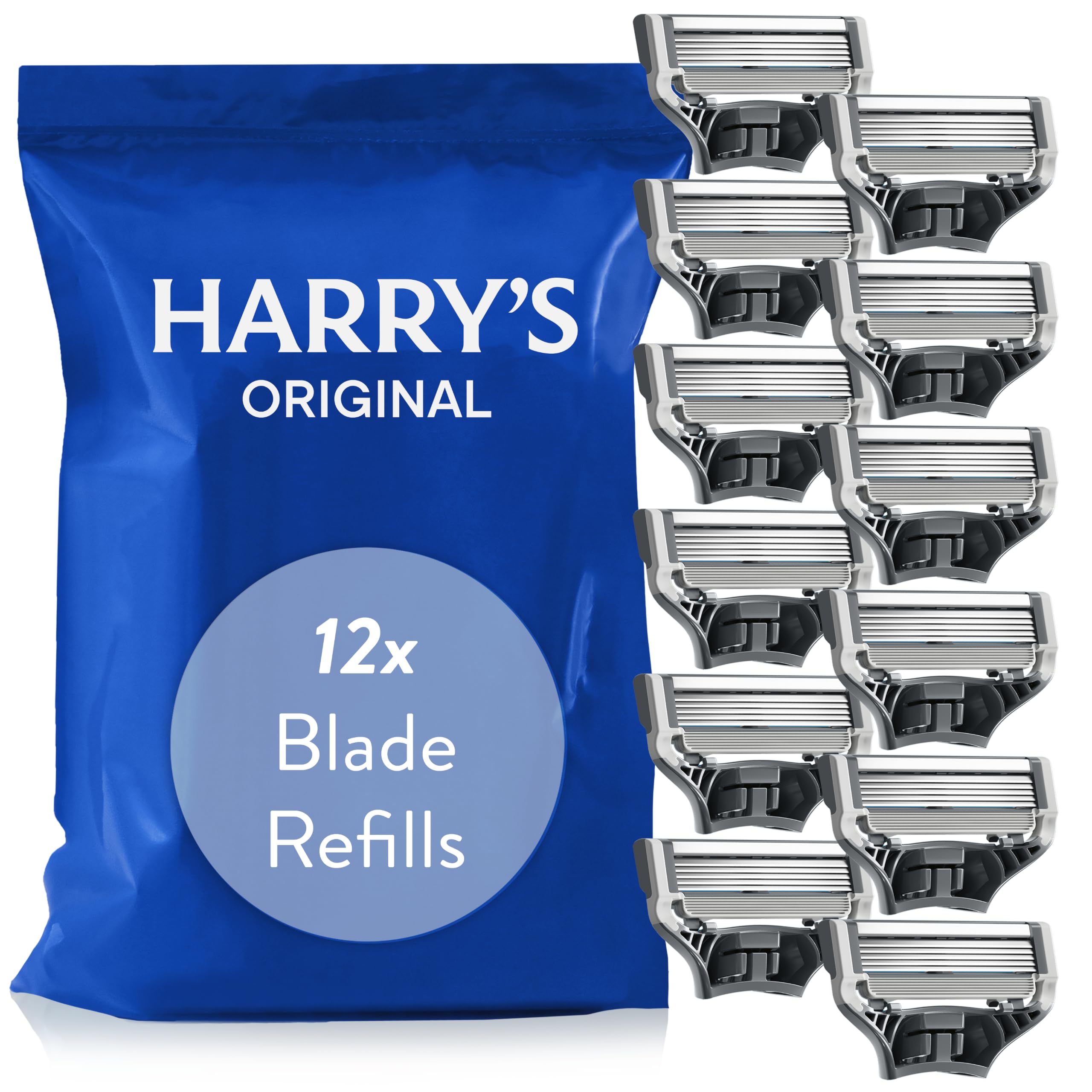 Harry's Original Razor Blades Refill, (12) Razor Head Refills with Precision Trimmer, 5 Anti-Friction Shaving Blades, Compatible with 'Harry's Original' Razors for Men