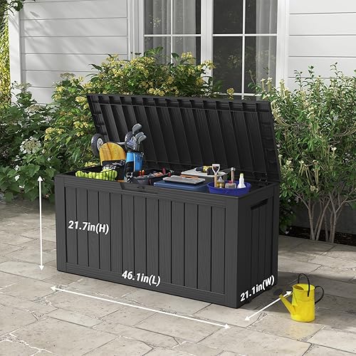 Vista 26 de Mars Villa Deck Box, Waterproof Weatherproof and UV Resistant Resin Storage Bin with Lockable Lid, Ideal for, Outdoor, Patio Furniture Cushions