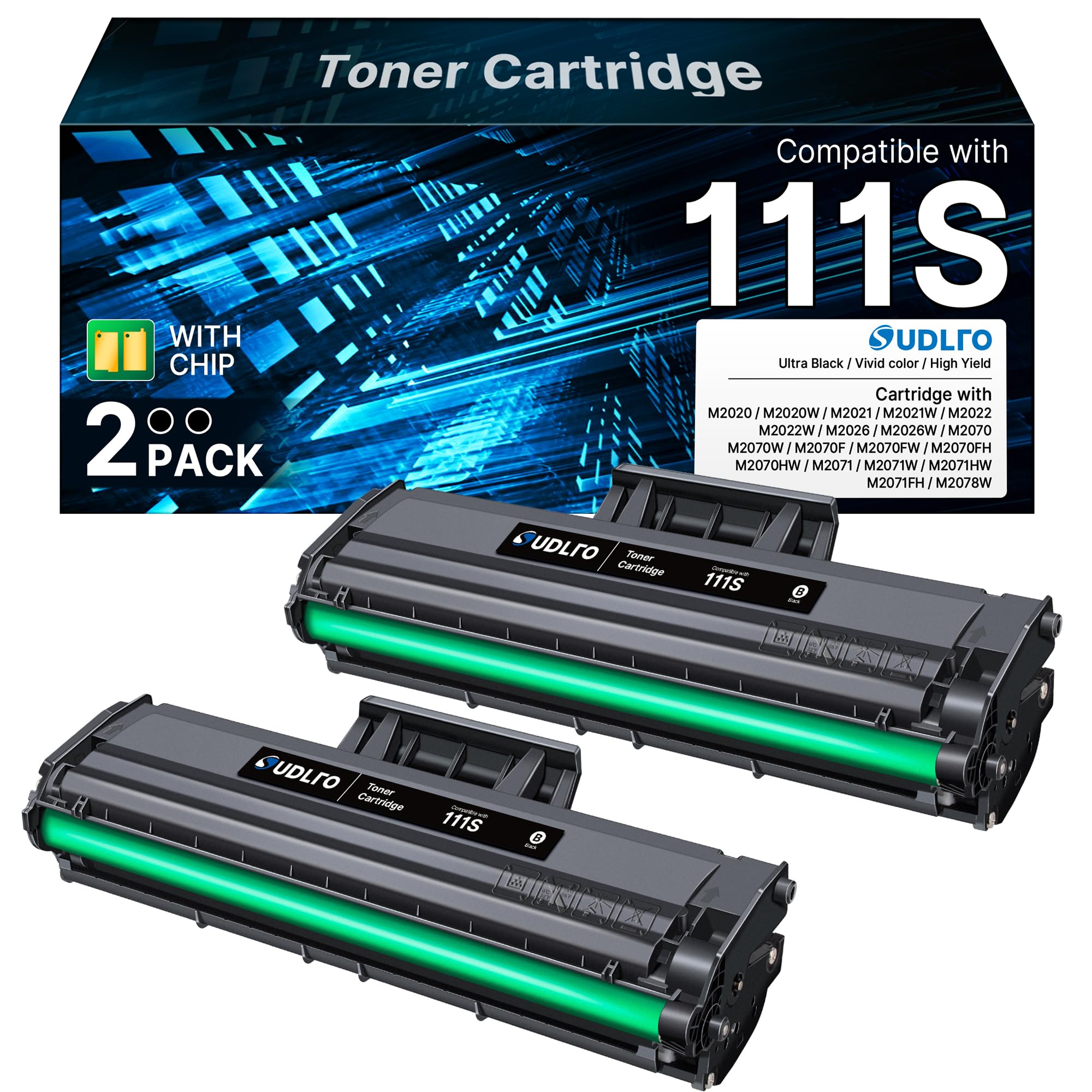 MLT-D111S Toner Cartridge High Yield Compatible for Samsung 111S 2-Pack
