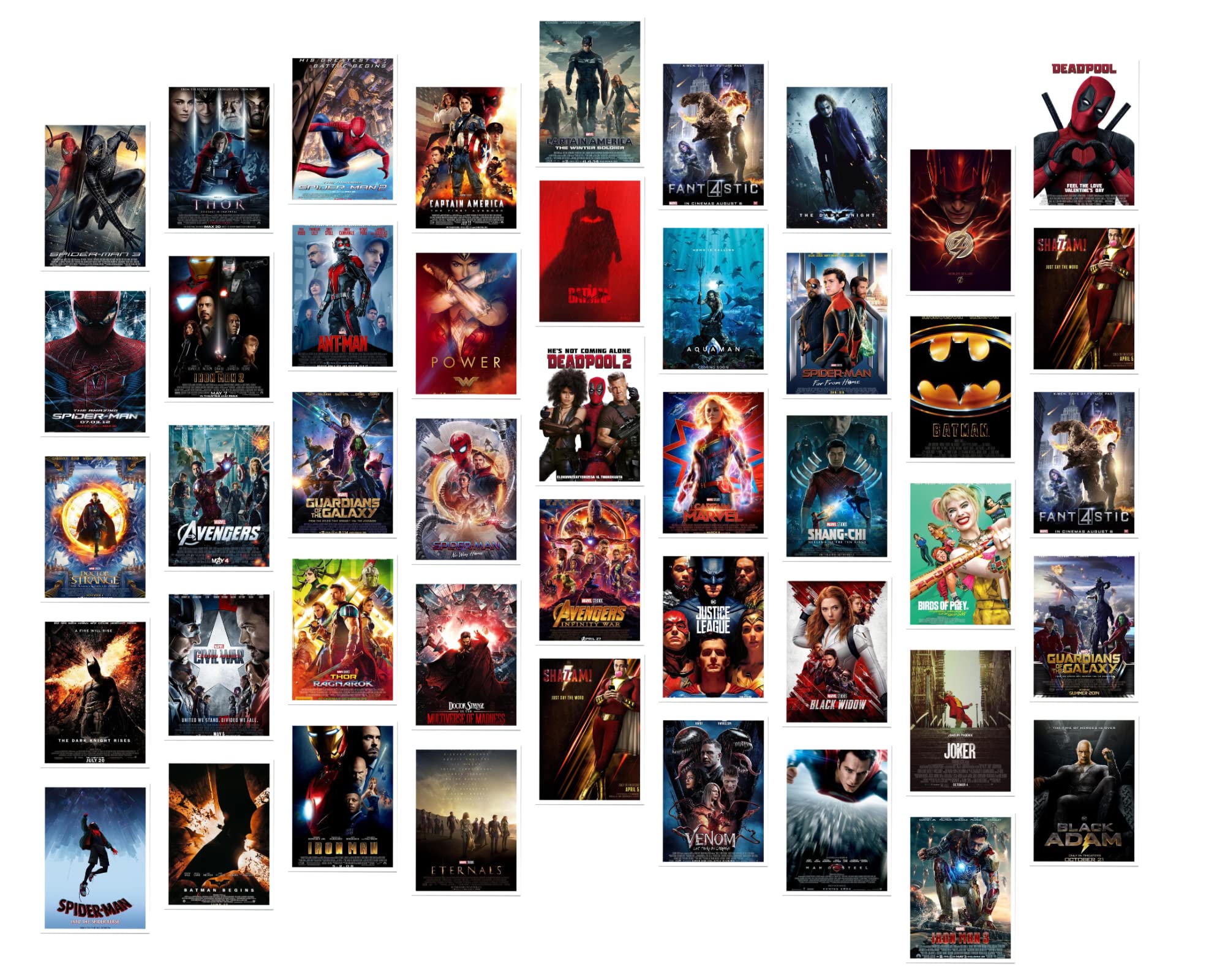 Marvel & DC Movies Aesthetic Wall Posters Collage 50 Pieces (4 x 6 Inches) Iron Man, Captain America, Avengers Aesthetic Wall Collage Kit for Girly Home & Office Decor