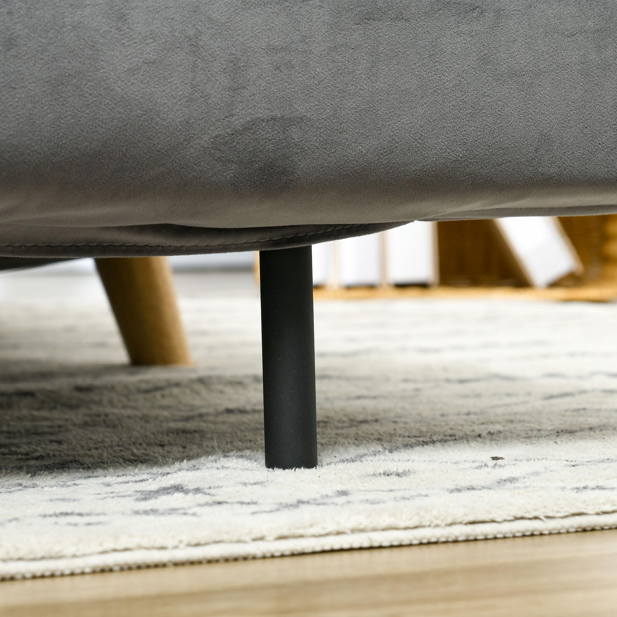 HOMCOM Sofa do spania 2-osobowa z funkcją łóżka, składana sofa z regulowanym oparciem, poduszka, sofa do spania o aksamitnym wyglądzie do salonu, szara, 130 x 78 x 79 cm