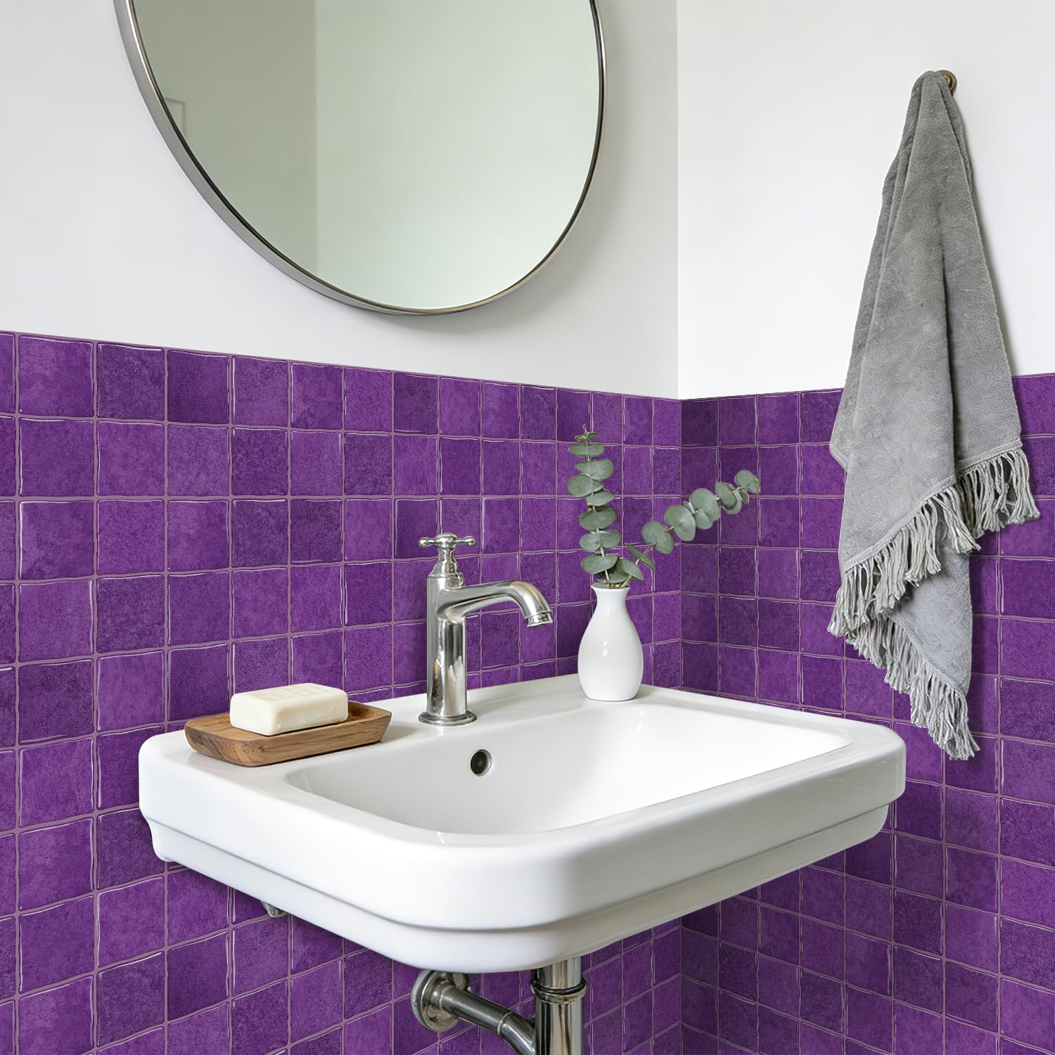 Alwayspon 15x15cmx10Pcs 3D Vinyl Peel and Stick Wall Tile Stickers