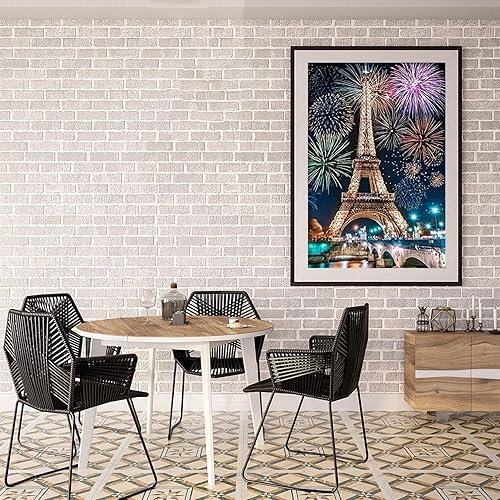 Miniatura 7 de BOHADIY Kit de pintura de diamantes de la torre Eiffel 5D para adultos, pintura de diamantes de imitación de taladro completo, arte para decoración